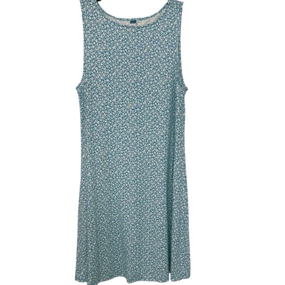 Old Navy Dresses & Skirts - Old Navy Sleeveless Swing Dress Blue Ditsy Floral L Tall Stretch Midi Casual